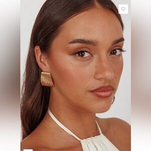 Parker Ridged Geometric Earrings Gold - Statement